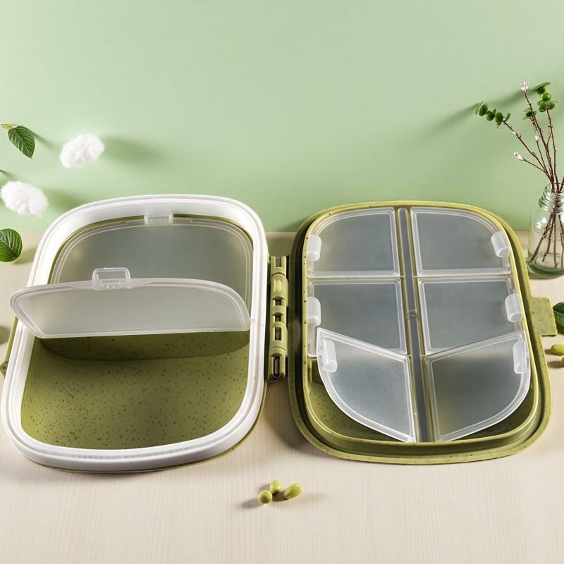 Prijenosni organizator lijekova s 8 pretinaca i dozatorom, zatvorena plastična kutija otporna na prašinu