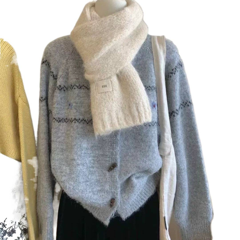 Korejski stil, mek i udoban pulover s kopčama od roga za žene, proljeće–jesen, vintage vez, jedinstven dizajn