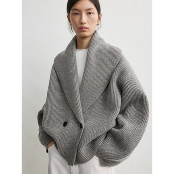 Longmei ελαφρώς φαρδύς γυναικείος πλεκτός cardigan με πράσινο κολάρι φρούτων, 2026 αρχή άνοιξης, TOT στυλ μινιμαλιστικό καθημερινό