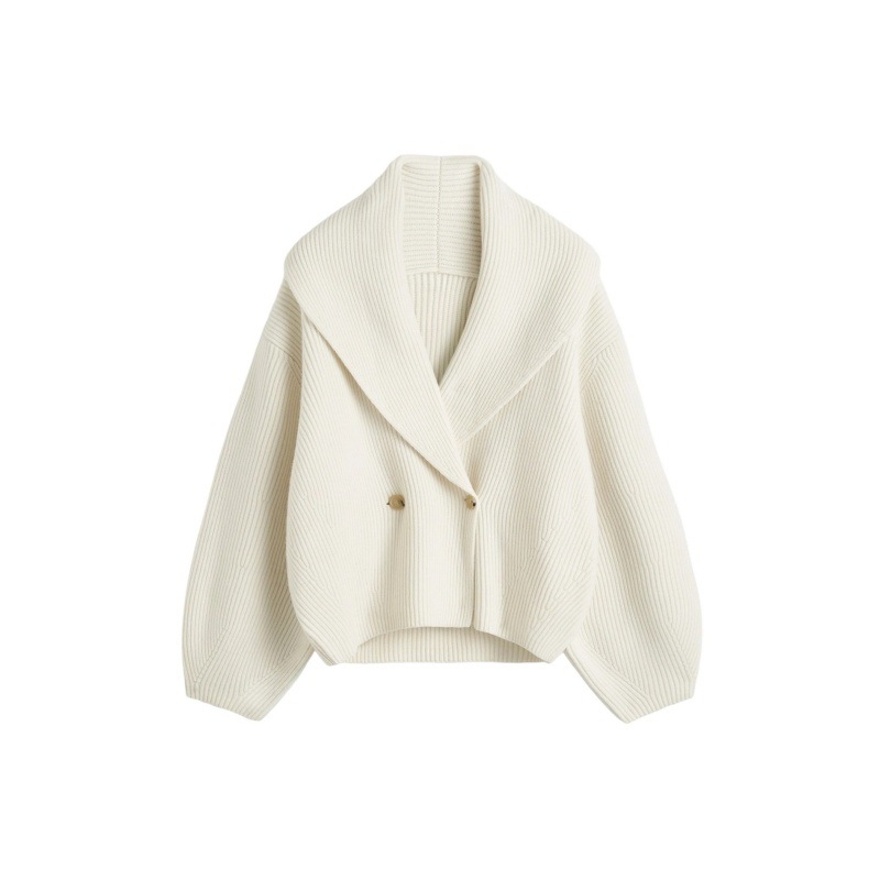 Longmei ελαφρώς φαρδύς γυναικείος πλεκτός cardigan με πράσινο κολάρι φρούτων, 2026 αρχή άνοιξης, TOT στυλ μινιμαλιστικό καθημερινό