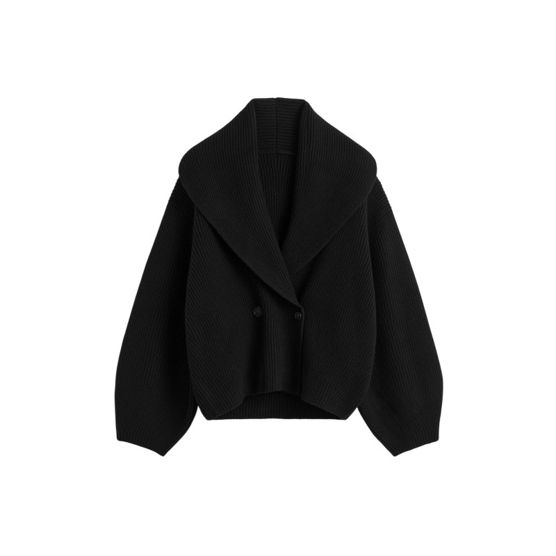 Longmei ελαφρώς φαρδύς γυναικείος πλεκτός cardigan με πράσινο κολάρι φρούτων, 2026 αρχή άνοιξης, TOT στυλ μινιμαλιστικό καθημερινό
