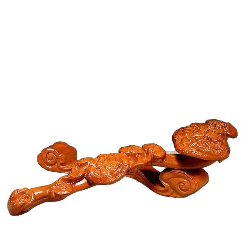 Izrezbaren ukras od ebonije s Ganoderma lucidum, masivno drvo, kineskog stila kućna dekoracija za dnevni boravak i hodnik, dar za useljenje