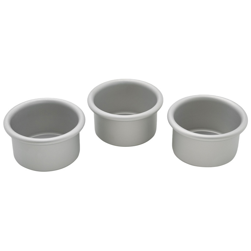 Set od 3 kružnih kalupa za mini torte s odvojivim dnom, anodizirani aluminij, dimenzije 3x2 inča, debljina 1,2 mm