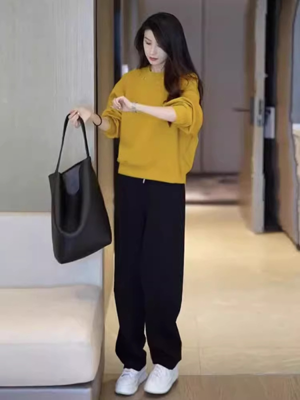 2026 rana jesen za žene plus veličine: dvodjelni set s puloverom s okruglim izrezom i hlačama, casual elegantan stil