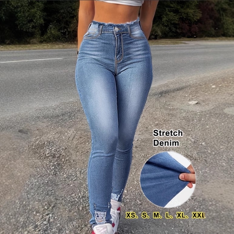 Skinny traperice od stretch denima s učinkom podizanja bokova – srednji struk