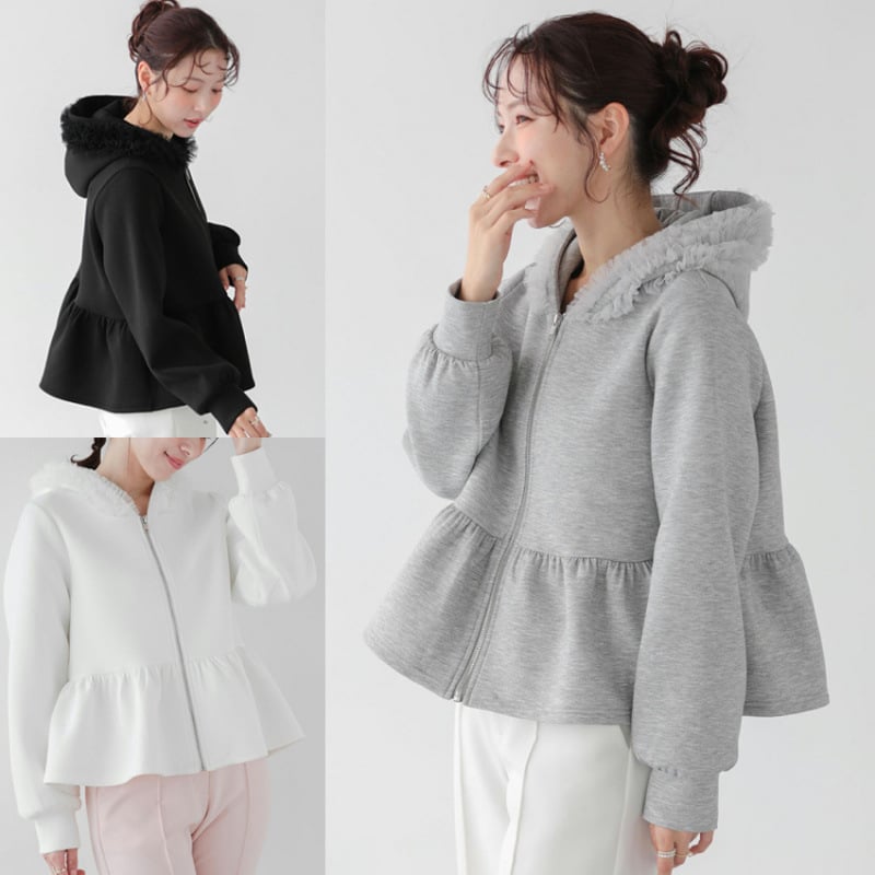 Multiplication 2026 Proljeće Ženski Top S Kapuljom I Mrežastim Panelom Babydoll Stil Sweater Kardigan