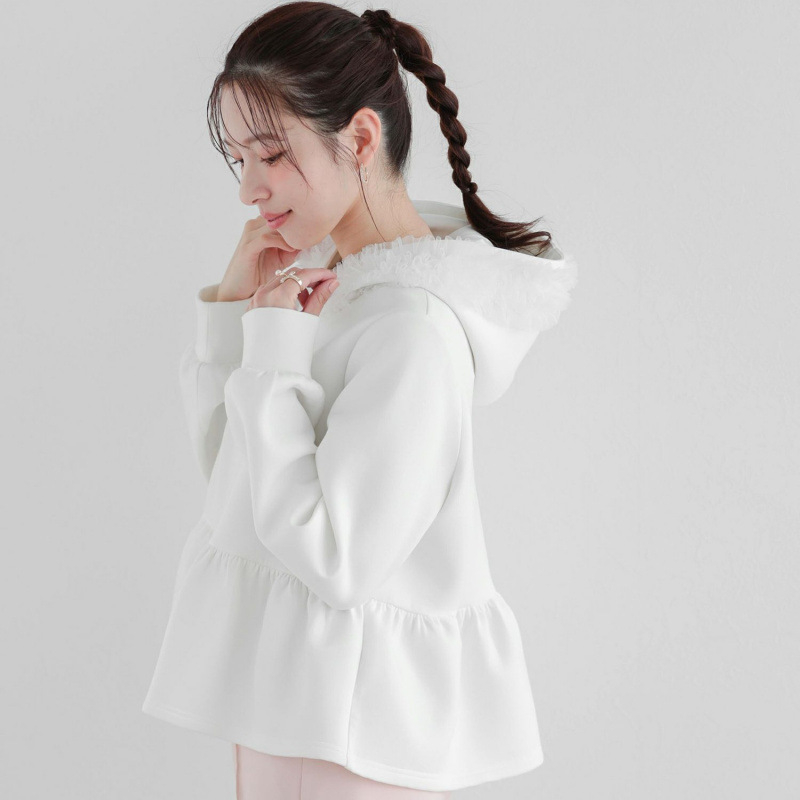 Multiplication 2026 Proljeće Ženski Top S Kapuljom I Mrežastim Panelom Babydoll Stil Sweater Kardigan