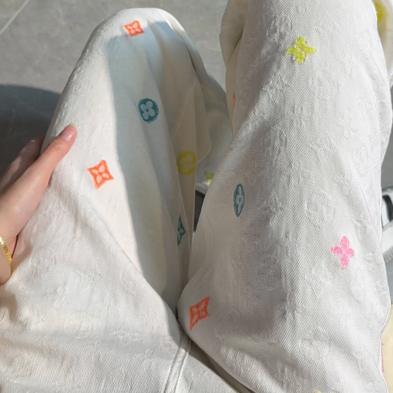 Ženske hlače s jacquard tiskom, ultra mekane, visokim strukom, ravne s širokim nogavicama, novi dizajn 2026