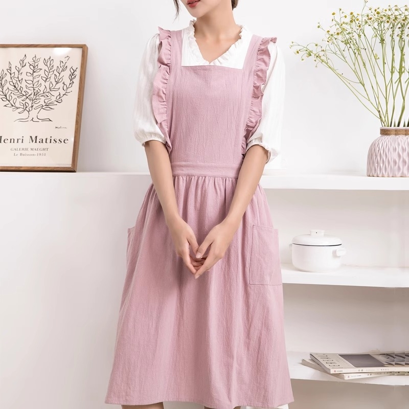 Pregača bez rukava u francuskom stilu, od pamuka, za cvjećarne i salone za nokte, otporna na mrlje, ženski stil