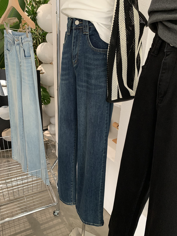 Ženske traperice s visokim strukom i ravnim krojem, proljetni casual stil, denim 5908