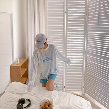 COSY GALAXY ženski široki džemper s dugim rukavima i okruglim izrezom, print s slovima, casual stil, poliester