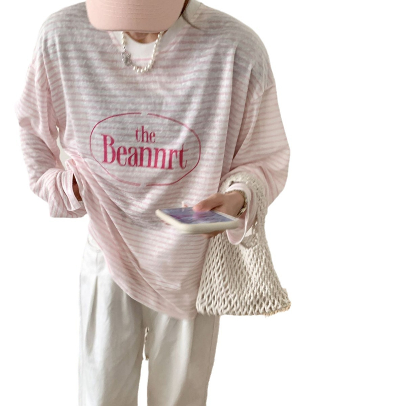 COSY GALAXY ženski široki džemper s dugim rukavima i okruglim izrezom, print s slovima, casual stil, poliester