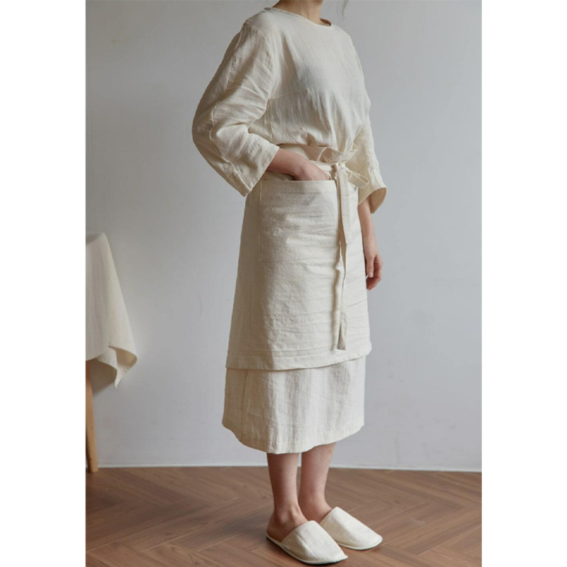 Mori Creation bez rukava pregača, korejskog stila, 100% pamuk, jednobojna, poluduga, za keramiku i kuhanje