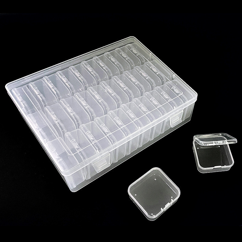 Set kutija za pohranu perlica s 30 pretinaca, s preklopnim poklopcem, plastični organizator otporn na prašinu, velik kapacitet