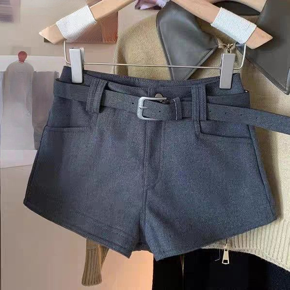 Ženske casual šorce tweed stila, plus veličina, visokim strukom, vitka silueta, jesen-zima