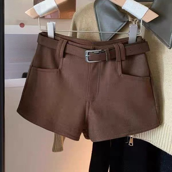 Ženske casual šorce tweed stila, plus veličina, visokim strukom, vitka silueta, jesen-zima
