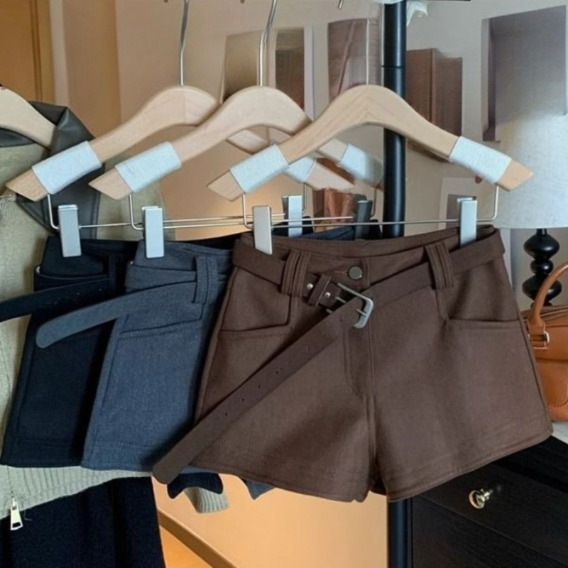 Ženske casual šorce tweed stila, plus veličina, visokim strukom, vitka silueta, jesen-zima