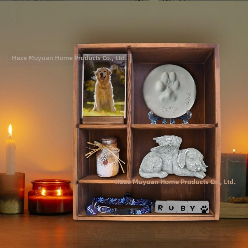 Drvena kutija za uspomenu na kućnog ljubimca, zidni shadow box s pretincima i spremištem za perle
