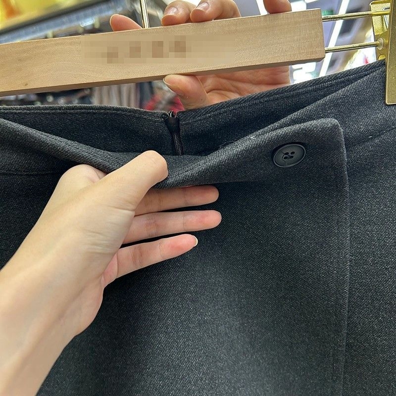 Ženske culotte hlače od vune, visoki struk, A-linije širokih nogavica, modni casual komad za jesen i zimu