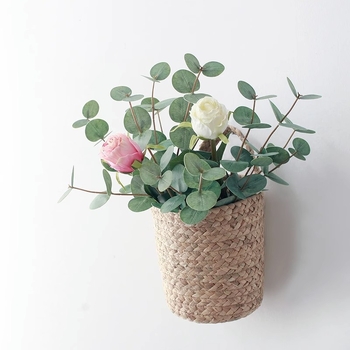 Verde artificial cu textură 3D a frunzelor de eucalipt, tijă PVC cu trei ramuri, înălțime 30–100 cm, pentru nunți, decor fotografic și amenajare de casă
