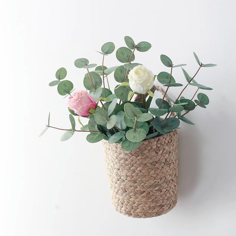 Verde artificial cu textură 3D a frunzelor de eucalipt, tijă PVC cu trei ramuri, înălțime 30–100 cm, pentru nunți, decor fotografic și amenajare de casă