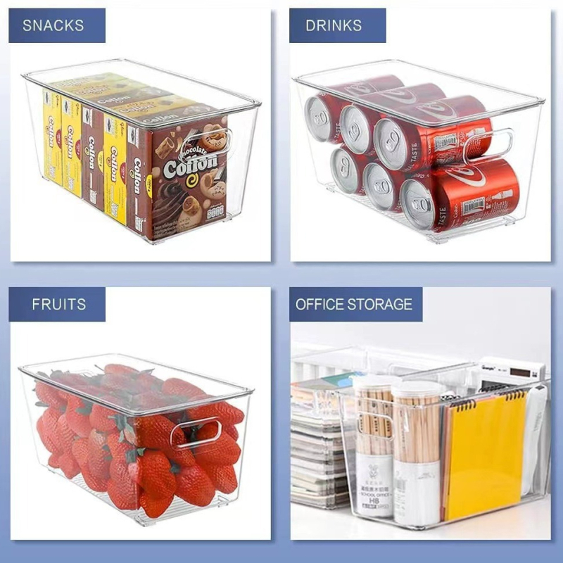 Prozirna PET kutija za pohranu s ladicom za hladnjak, poklopcem, za voće i povrće (pogodno za zamrzivač)