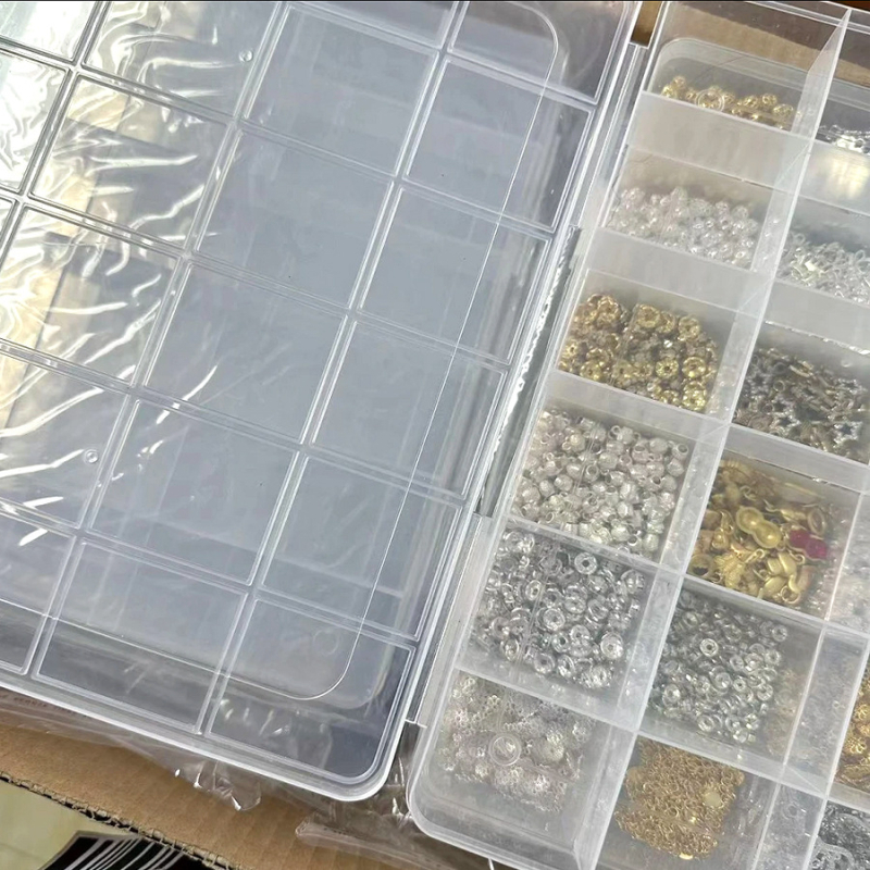 Velika prozirna kutija za pohranu s 24 odjeljka i čvrstim pregradama za DIY perle i nakit