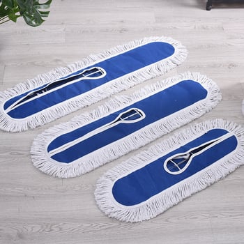Ploški mop s glavom od pamukovih vlakana, velike veličine, aluminijski držač, platnena navlaka za prašinu