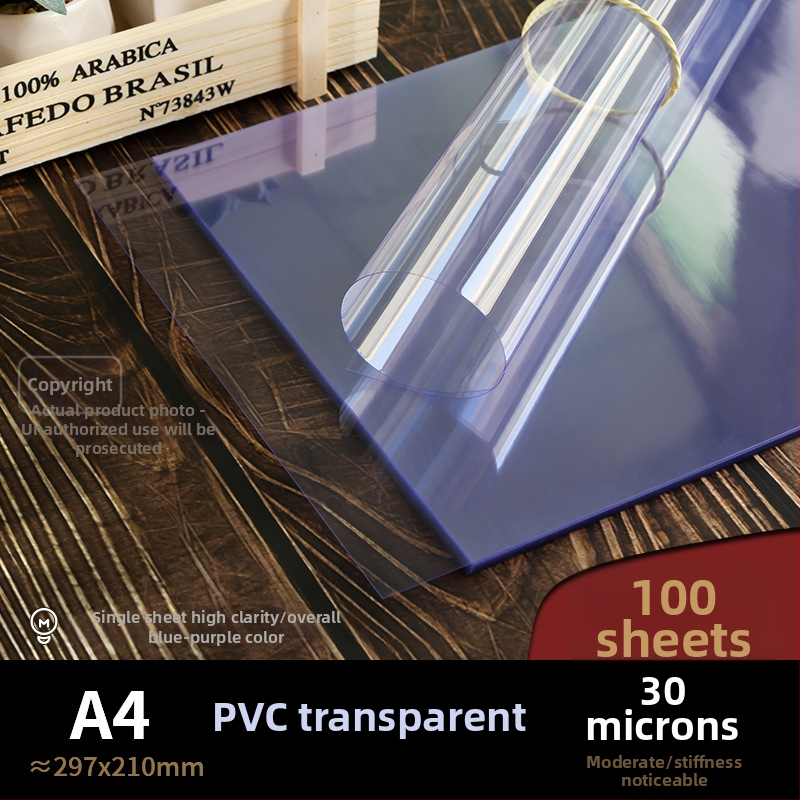 PVC viazací film pre A4 plastové listy, 30 µm matný priehľadný materiál s vysokou priehľadnosťou