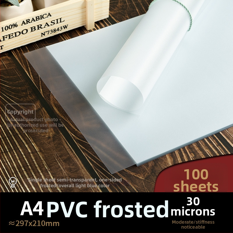 PVC viazací film pre A4 plastové listy, 30 µm matný priehľadný materiál s vysokou priehľadnosťou