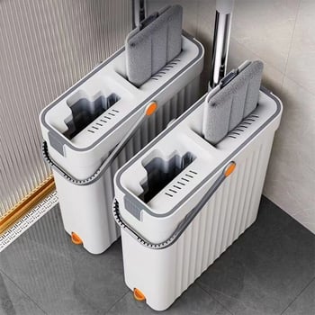 Nova unaprijeđena velika ravna mikrovlakna mop za suho i mokro čišćenje, bez ručnog pranja, s ručkom od nehrđajućeg čelika