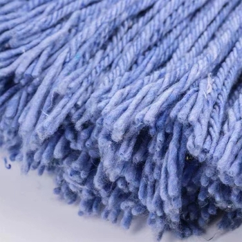 Plava zamjenjiva glava za mop s četiri boje dijelova, mrežasti materijal i pamuk vlakna, zamjenska mokra glava za mop – za industrijsku i komercijalnu uporabu