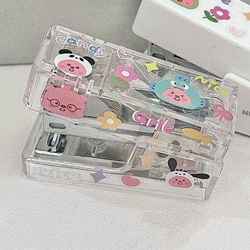Prozirna DIY mini spajalica, bijela, prijenosna za učenike, moderan dizajn