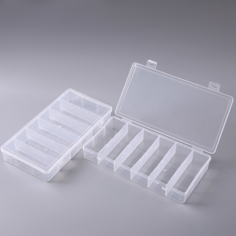 Prozirna pravokutna plastična kutija s 6 pretinaca za pohranu elektroničkih komponenti i alata