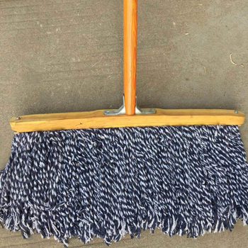 Starinski drveni mop na štapu, 60 cm, mop od pamukovih niti, široka kvadratna glava