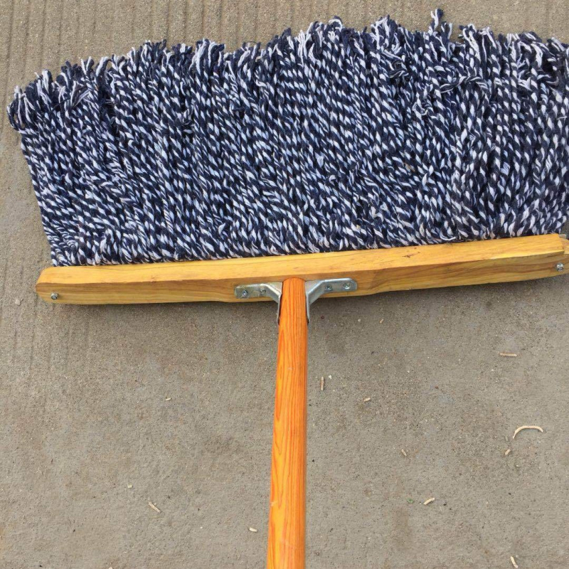 Starinski drveni mop na štapu, 60 cm, mop od pamukovih niti, široka kvadratna glava