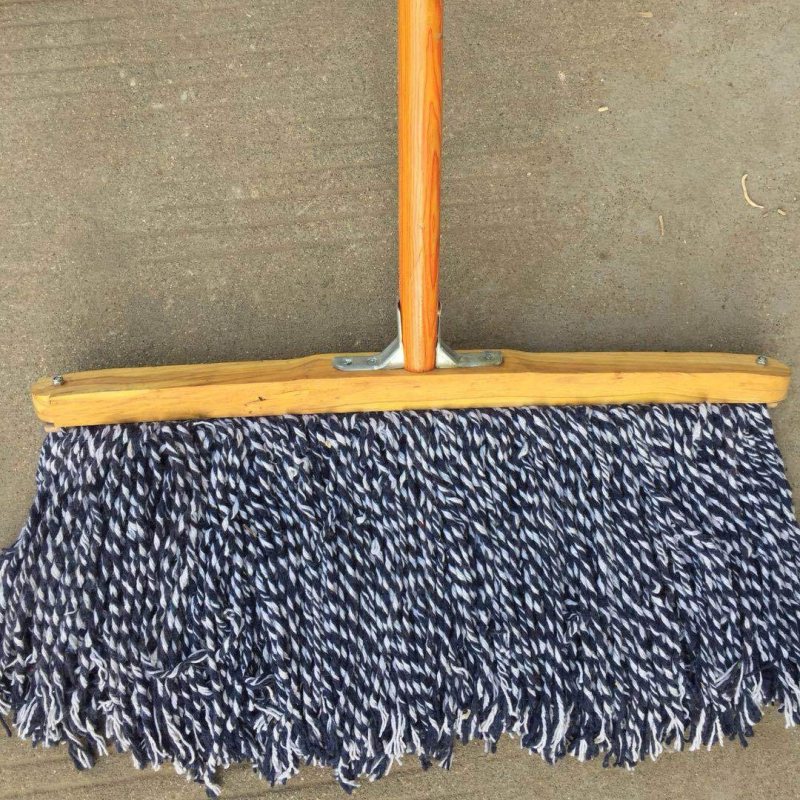 Starinski drveni mop na štapu, 60 cm, mop od pamukovih niti, široka kvadratna glava