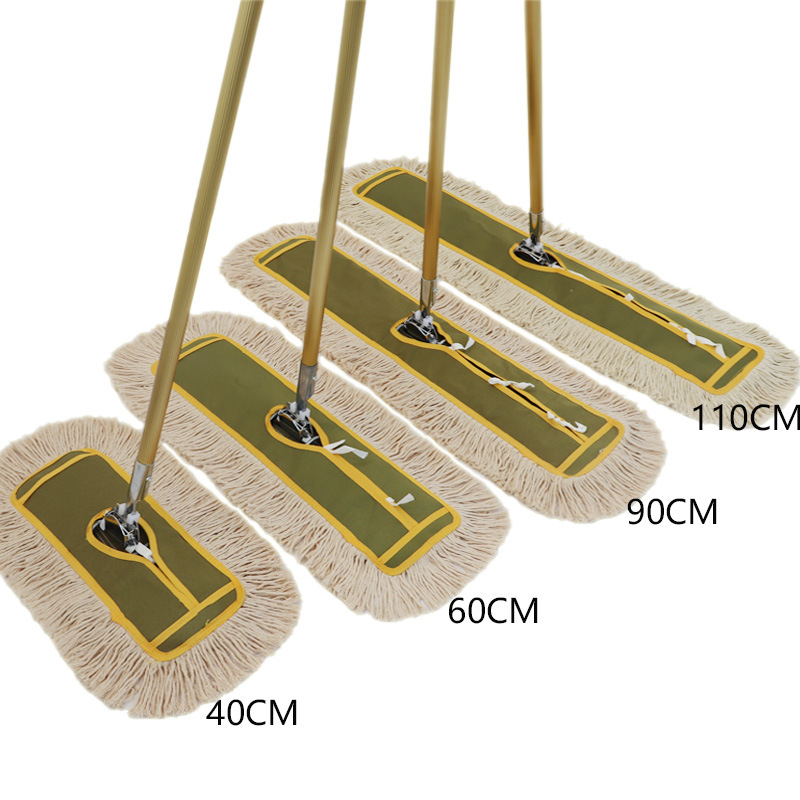Mop od pamuknih vlakana za prašinu, veliki plosnati mop s upijajućom glavom, aluminijska legura ručice, teleskopska dužina 100–120 cm, glave 40/60/80/90/110 cm