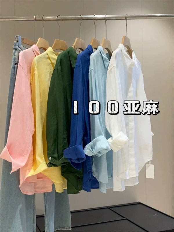 Xiaohe ženska bluza od lana i ramije, Old Money stil, s polo ovratnikom, dugi rukavi, lagana tkanina, zaštita od sunca
