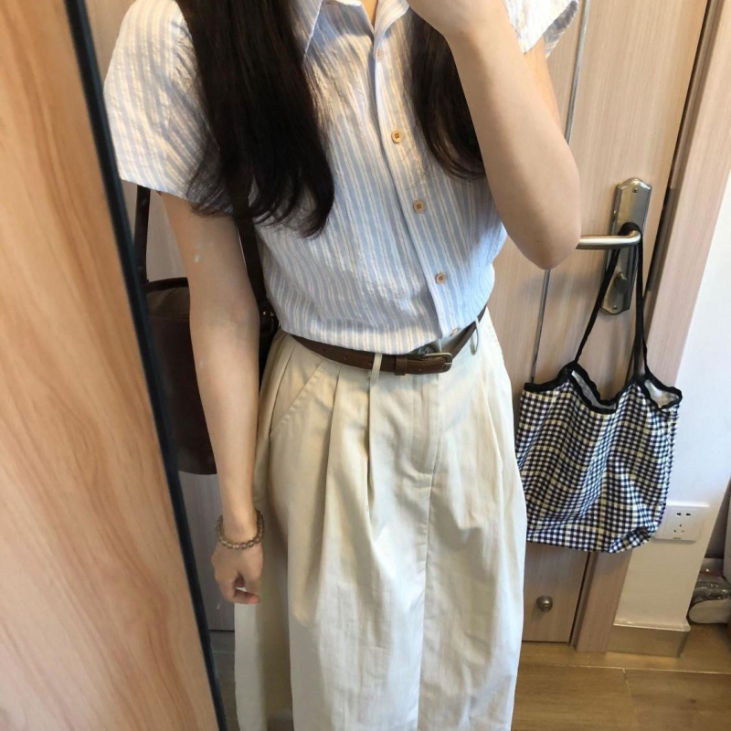 Elegantni dvodijelni ljetni set za žene: bluza s polo ovratnikom i suknja