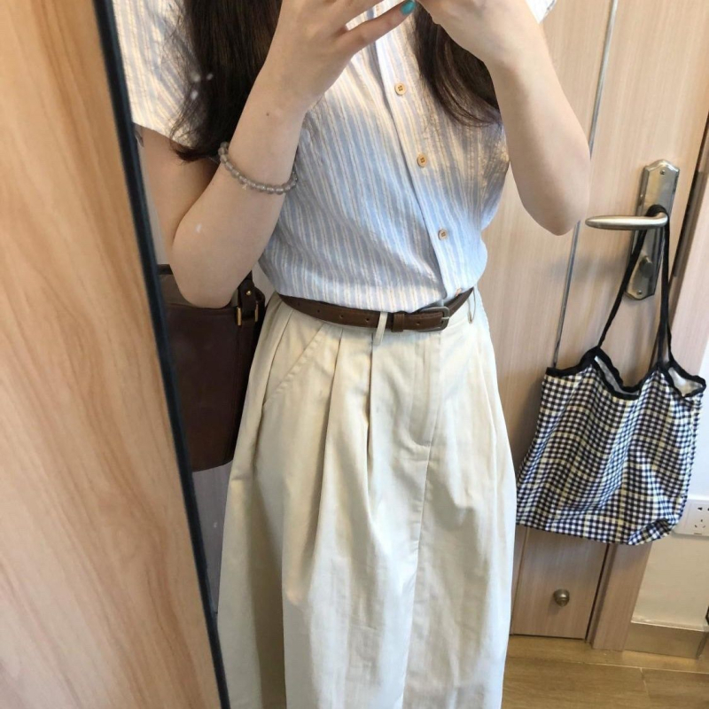 Elegantni dvodijelni ljetni set za žene: bluza s polo ovratnikom i suknja