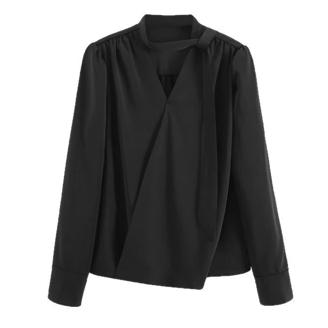 Francuski stil, lagani luksuz, ženska košulja s dugim rukavima, V-izrez i vezanje, elegantan top