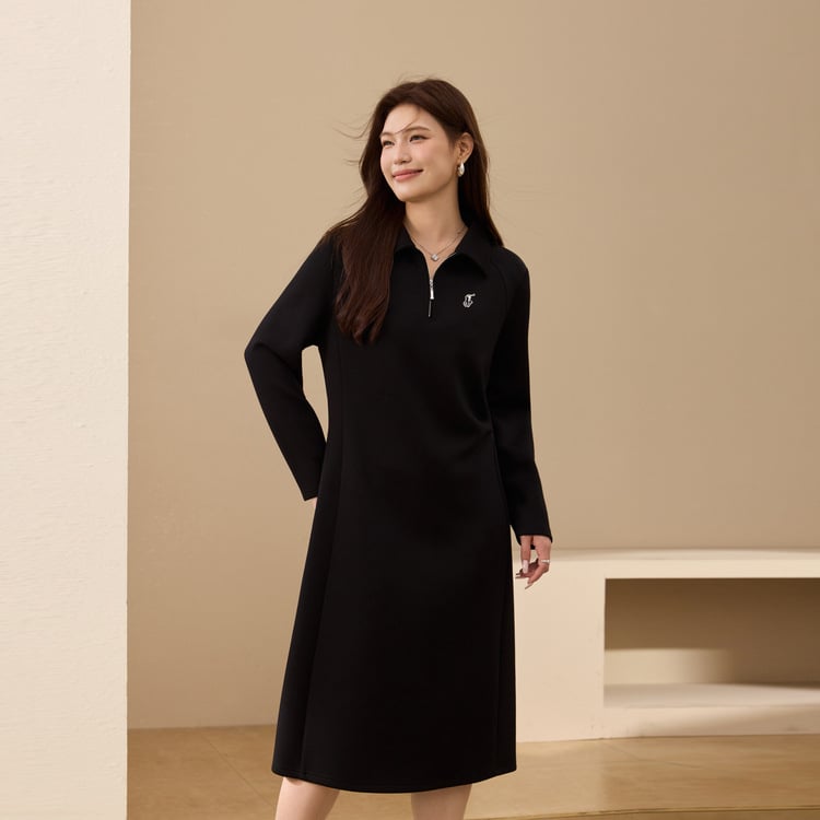 Plus size: udobna i mekana haljina s ovratnikom, elegantan kroj A-linija, jesenski stil