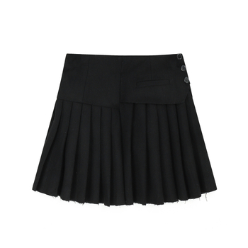Plus size χειμωνιάτικη μάλλινη φούστα με πιέτες, μονόχρωμη, με σπάντεξ, κωδ. K1234