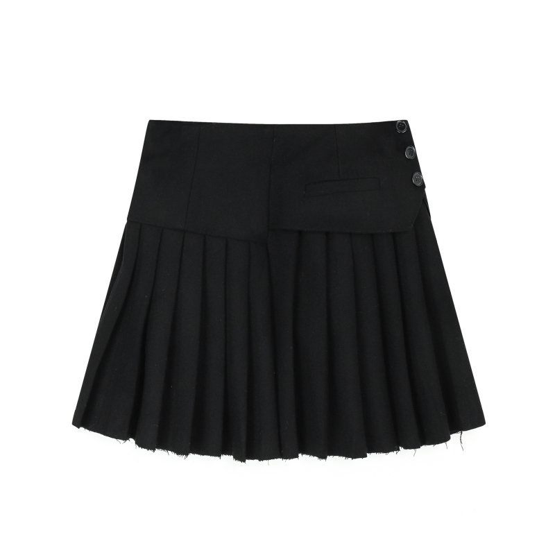Plus size χειμωνιάτικη μάλλινη φούστα με πιέτες, μονόχρωμη, με σπάντεξ, κωδ. K1234