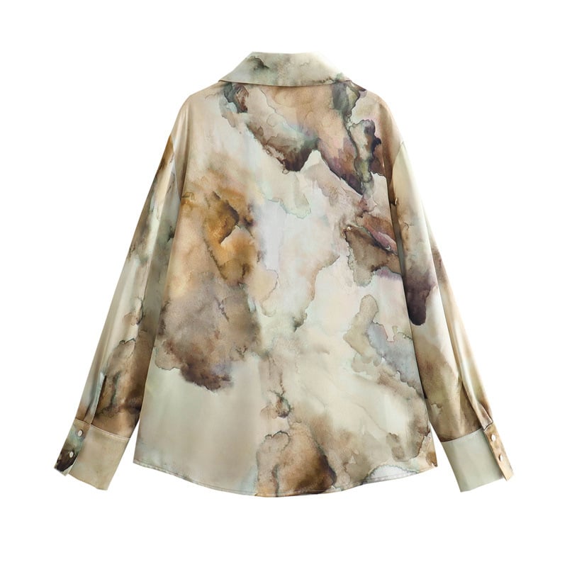 Bluza i duga suknja s tie-dye satinom, euro-američki stil, proljeće 2024, kod 6962025