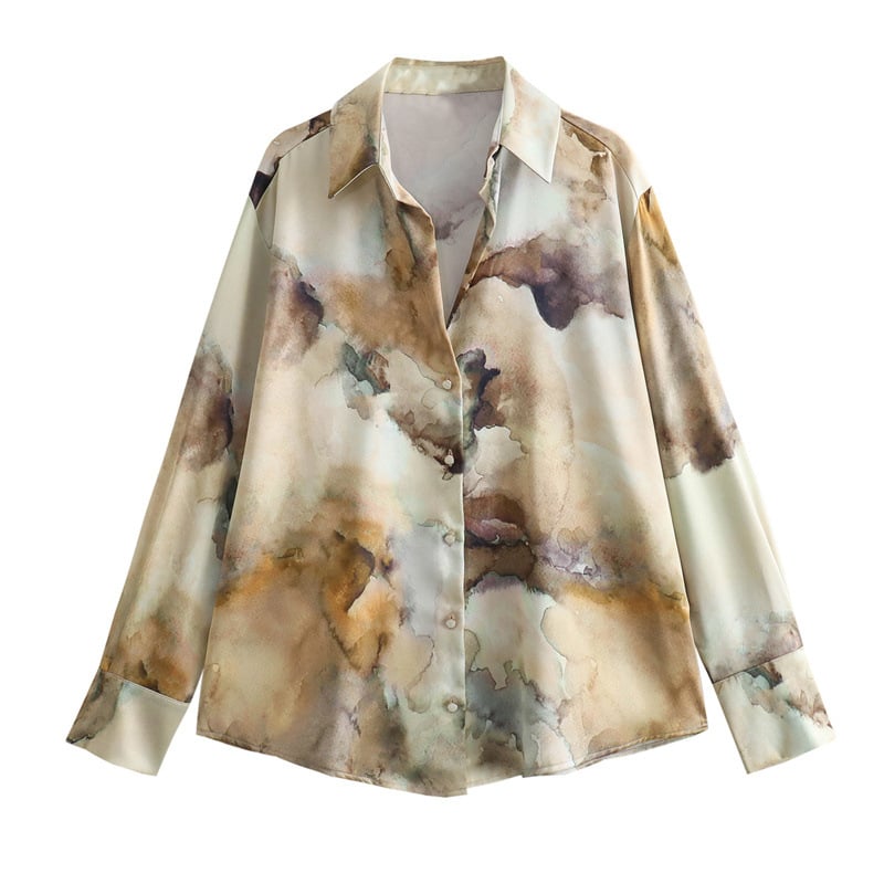 Bluza i duga suknja s tie-dye satinom, euro-američki stil, proljeće 2024, kod 6962025