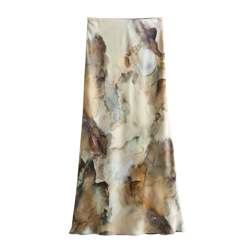 Bluza i duga suknja s tie-dye satinom, euro-američki stil, proljeće 2024, kod 6962025