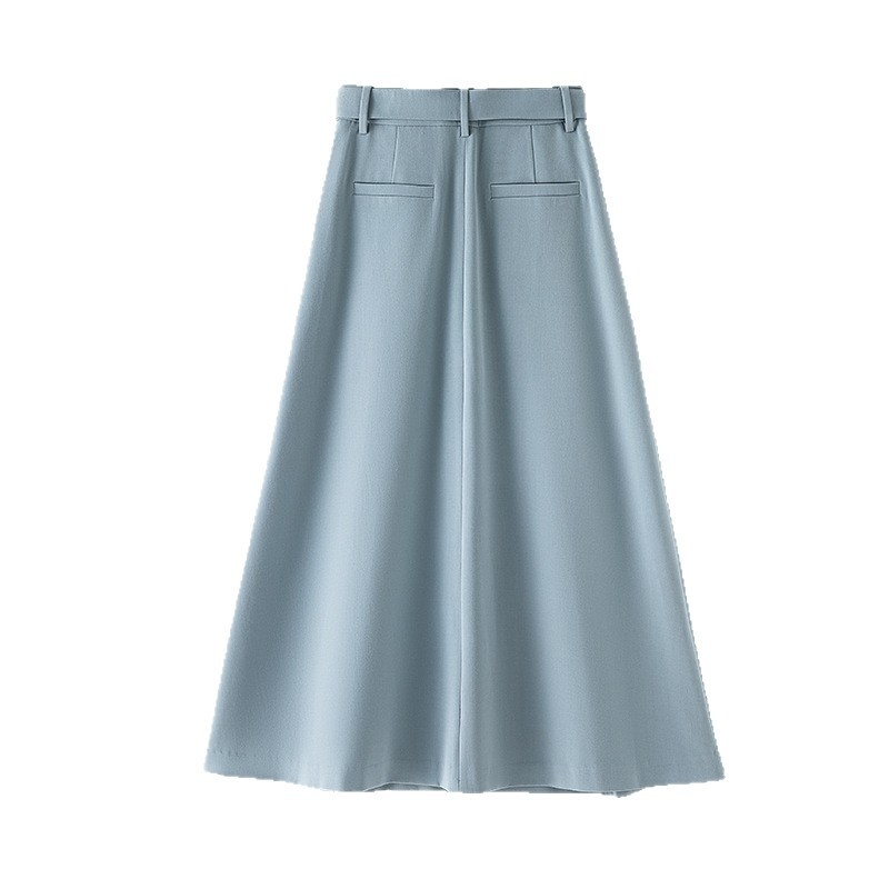 Minimalistička i elegantna proljetna midi suknja s visokim strukom, duga, plisirana, slobodnog kroja, A-linija, stil kišobrana