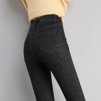 Ženske skinny traperice s visokim strukom, elastične, denim, retro korejskog stila